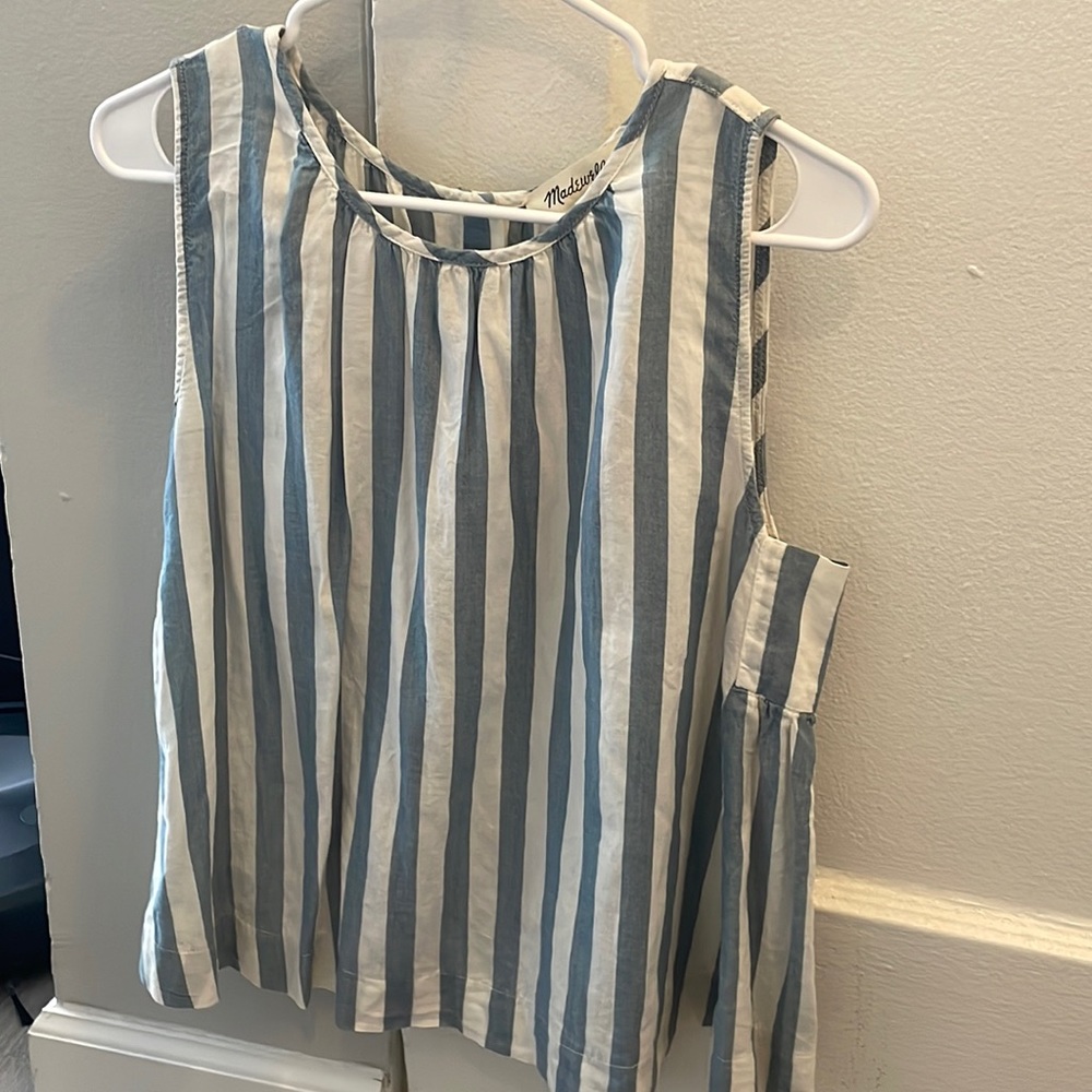 Madewell ruffle striped tank